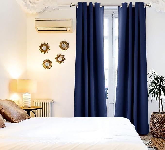BGment Navy Blue Blackout Curtains for Bedroom 72 Inch Long - 2 Panels | Grommet Top, Black Out, Room Darkening, Sunblock, Thermal Insulated, Window Drapes for Kids Boys Room, 46x72 Inch
