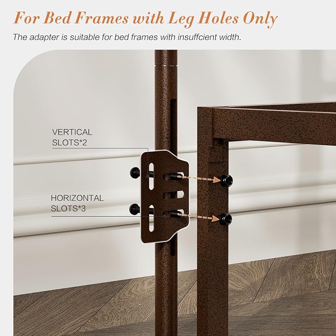 Victorian Metal Twin/Twin XL Headboard, Adjustable Height, Brown | Sturdy Steel Twin Size Head Board Only, Bed Frame Brackets Adapter, Farmhouse Vintage Style, Easy Assembly