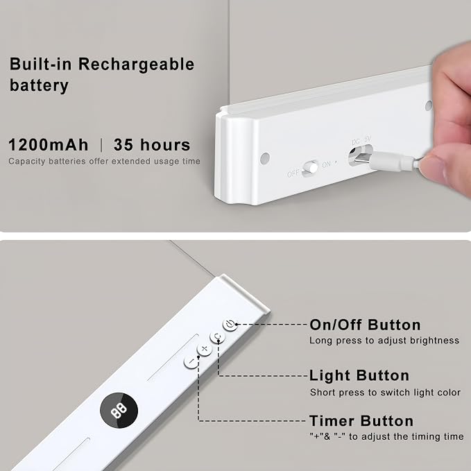 LED Flat Book Light for Reading at Night in Bed, White | Eye-Caring Page Illuminator, 3 Color Temperatures Stepless Dimmable Usb Rechargeable, Portable Flat Panel Lamp with Soft