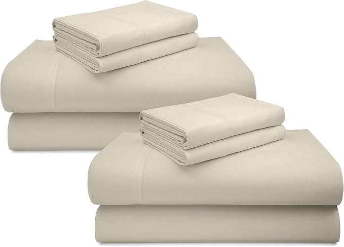 California Design Den 2 Pack Luxury 600 Thread Count King Sheets Set | 100% Cotton Sateen Backed by Good Housekeeping Seal, Soft & Smooth, 16" Deep Pocket, All-Around Elastic - Cream (Warm Ivory)