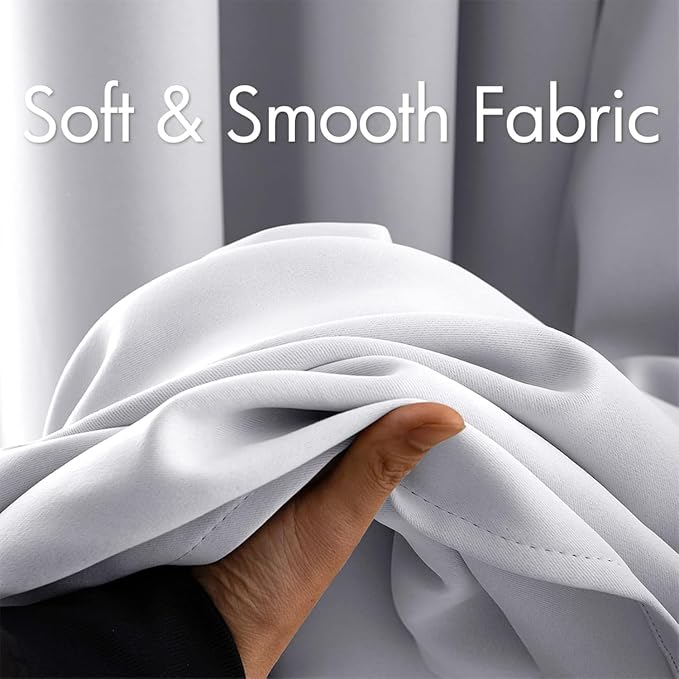 MIULEE Greyish White Blackout Bedroom Curtains Drapes 84 Inch Long 52"x84" | Grommet Top, Room Darkening Window Drapes, Privacy Protection, Thermal Insulated, Heat Blocking, Light Blocking