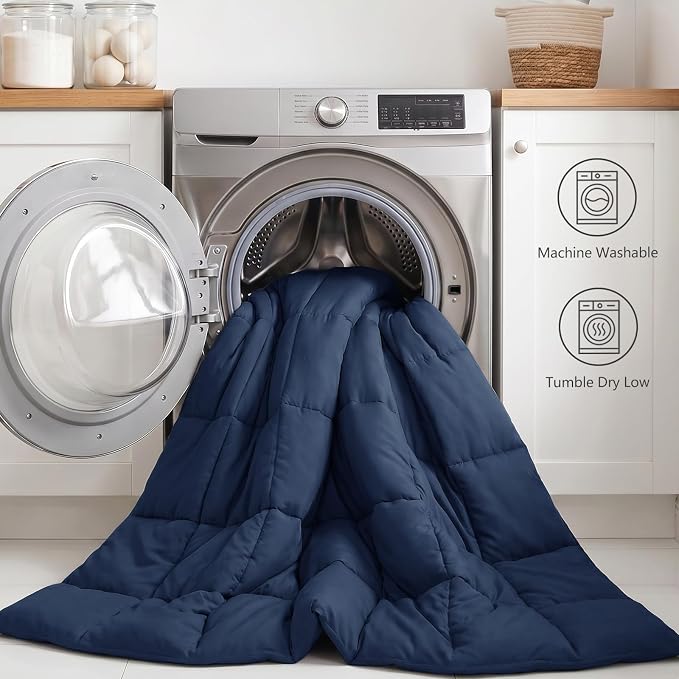 Full Size Comforter Sets, 7-Piece Bed in a Bag, Navy Blue | OEKO-TEX Certified, Box-Stitched Design, 240 GSM Down Alternative Fill, All-Season Comfort, Sheets, Pillowcases & Shams