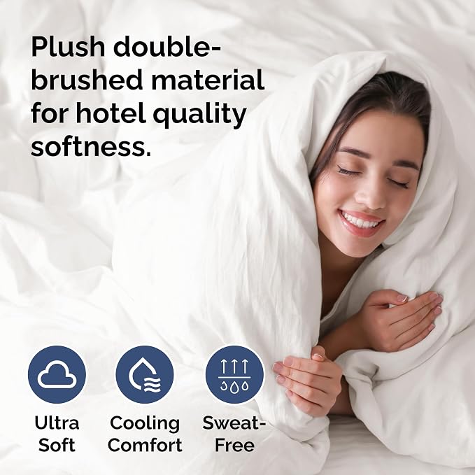 Duvet Cover King Size - 3 Piece with Zipper Closure - Antique White | Extra Soft, Breathable, King Duvet Cover 104" x 90" with 2 Pillow Shams, Zipper Closures & Ties, Women, Men, Kids & Teens