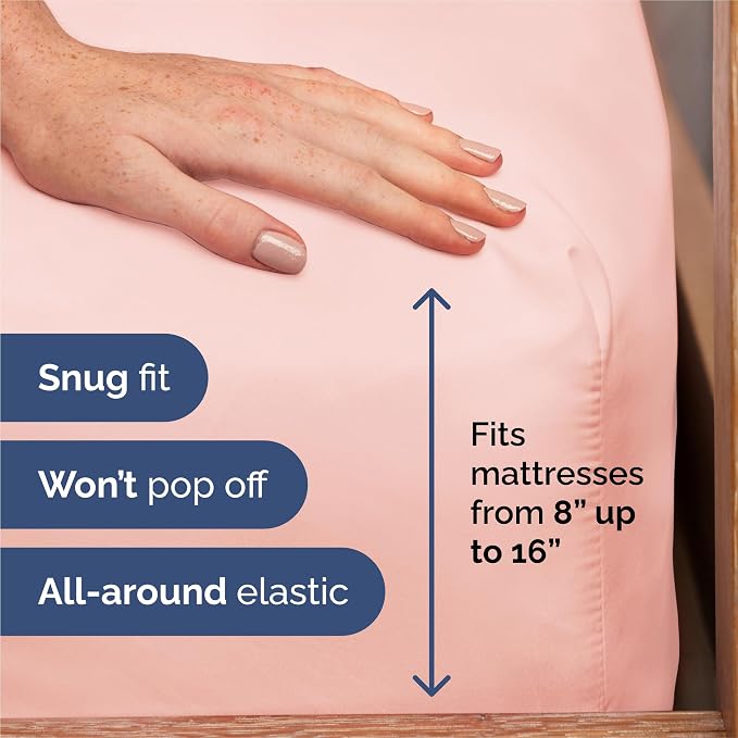 King Size 4 Piece Sheet Set - Comfy Breathable & Cooling Sheets - Baby Pink | Hotel Luxury Bed Sheets for Women & Men, Deep Pockets, Easy-Fit, Extra Soft and Wrinkle Free Sheets, Oeko-Tex Bed Sheet Set