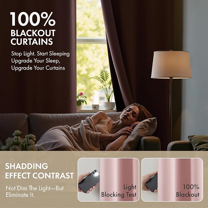 MIULEE Light Pink 100% Blackout Short Curtains for Bedroom 40x54 Inch | 2 Thick Layers Thermal Insulated Short Curtains with Black Liner, Noise Reducing Grommet, Drapes for Living Room 2 Panels