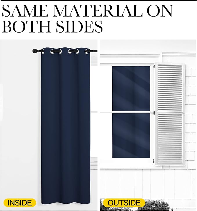 NICETOWN Navy Blackout Curtains for Kid's Room 29" Wide x 40" Long 2 Panels | All Season Thermal Insulated Solid Grommet Top Draperies Drapes, Light Blocking Noise Reducing Room Darkening Energy Saving