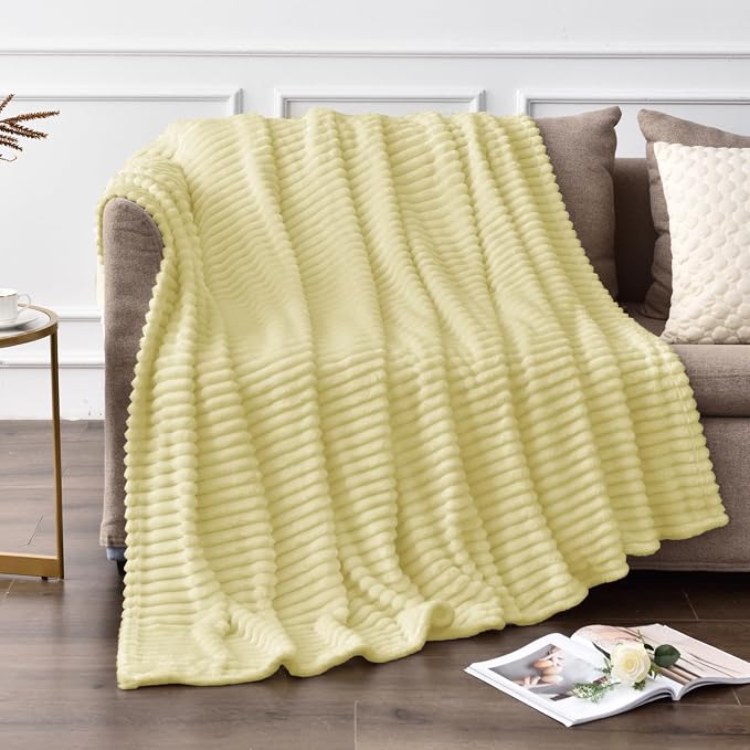 BEDELITE Transparent Yellow Fleece Throw Blanket for Couch, 50x60 Inch | Soft Warm Decorative Fluffy Blanket, Cozy Plush Lightweight Fuzzy Throw Blanket for Bed Sofa Home Room Decor, Gift for Women