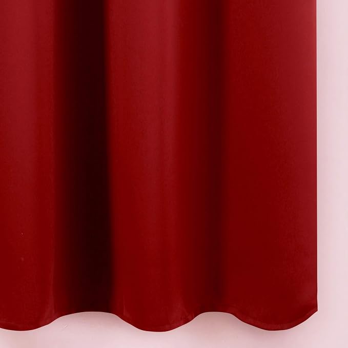 Red Blackout Curtains 66 x 63 Inch Length/Set of 2 Curtain Panels/Thermal Insulated Room Darkening Blackout Curtains for Bedroom