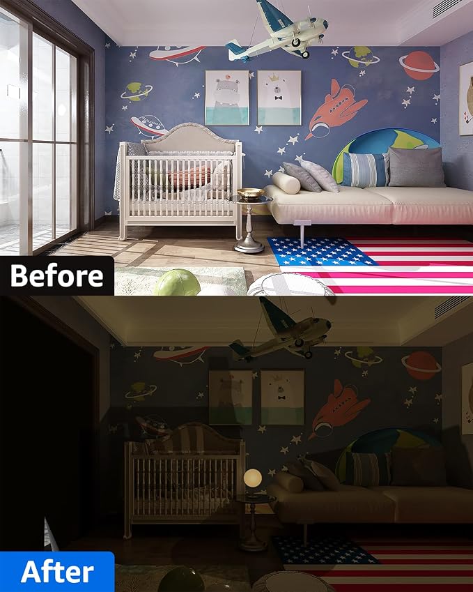 Blackout Curtains for Bedroom Portable 60"x72" Blackout Shades | 100% Black Out Window Cover No Drill with Upgraded Hook&Loop Tapes Thermal Insulated Blinds for Home,Nursery(1 Panel,Black)