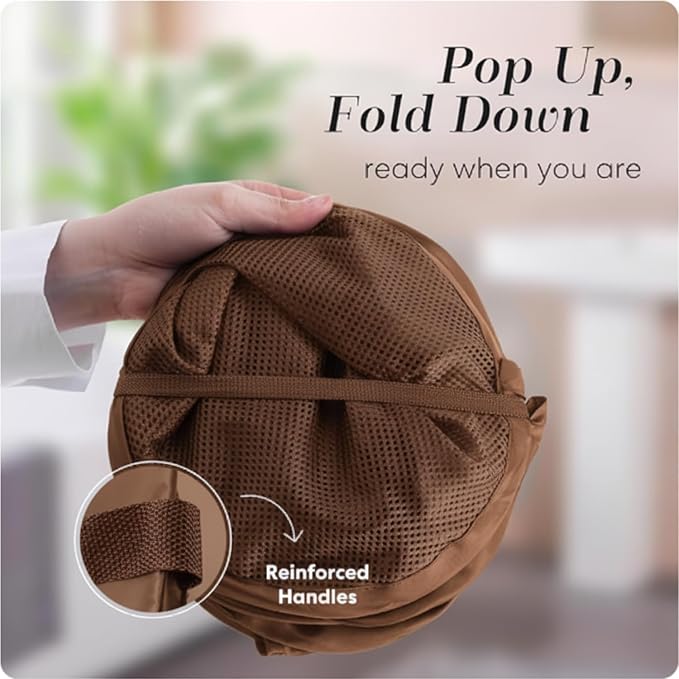 Handy Laundry Collapsible Mesh Pop Up Laundry Hamper with Side Pocket | Collapsible Mesh Pop Up Hamper, Wide Opening, Side Pocket, Breathable, Sturdy, Foldable, Space-Saving for Clothes Storage