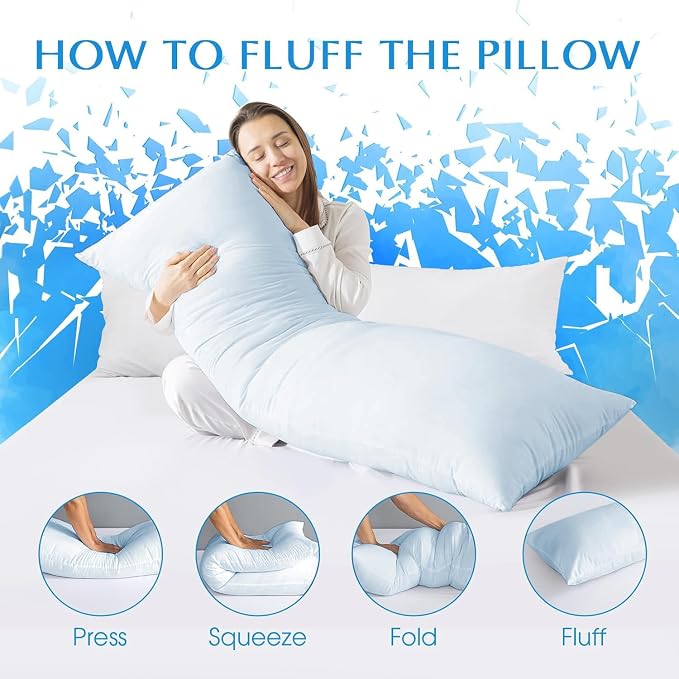 SHOUREN Large Body Pillow,Long Bed Pillow for Adults,20x54in | Breathable,sweat-absorbing,skin-friendly,medium firmness for side sleepers,multiple application