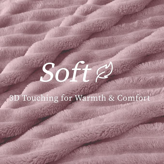 BEDELITE Striped Fleece Throw Blanket, Berry Purple, 50"x60" | 300GSM Microfiber Fleece, Soft Cozy, Lightweight Warm, Double-Sided Plush, Machine Washable, Gift, Room Decor, for Couch Sofa