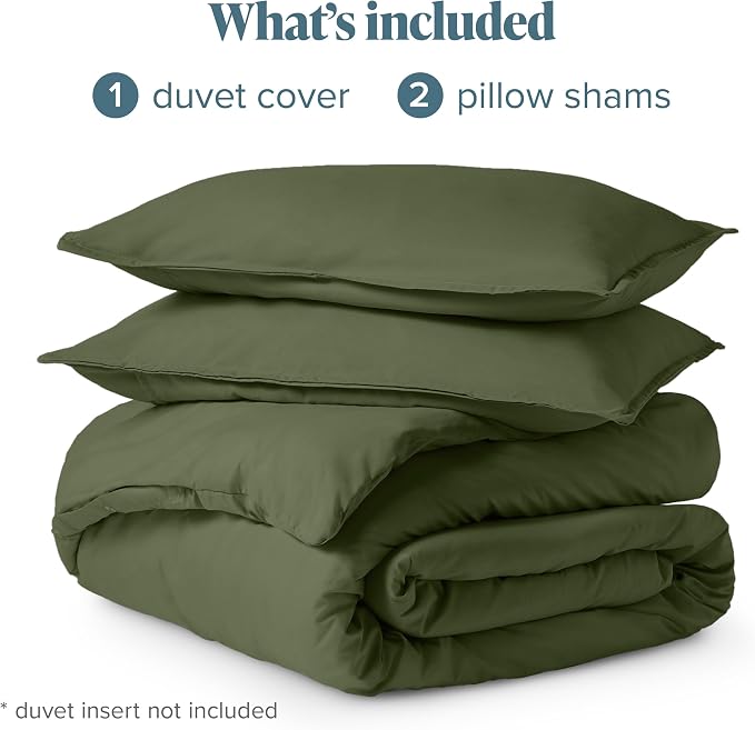 Bare Home Duvet Cover Set 1800 Ultra-Soft (Queen, Cypress) | Lightweight, Cooling, Breathable, Premium 1800 Ultra-Soft, All-Season