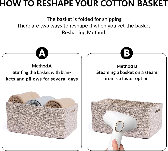 MiniArk Large Storage Baskets for Organizing, 17 x 13 x 7.5” Closet Shelf Baskets for Clothes Blanket Towels, Baby Nursery, Toy Bins Box, Woven Rope Baskets, 4 Packs Mixed Brown