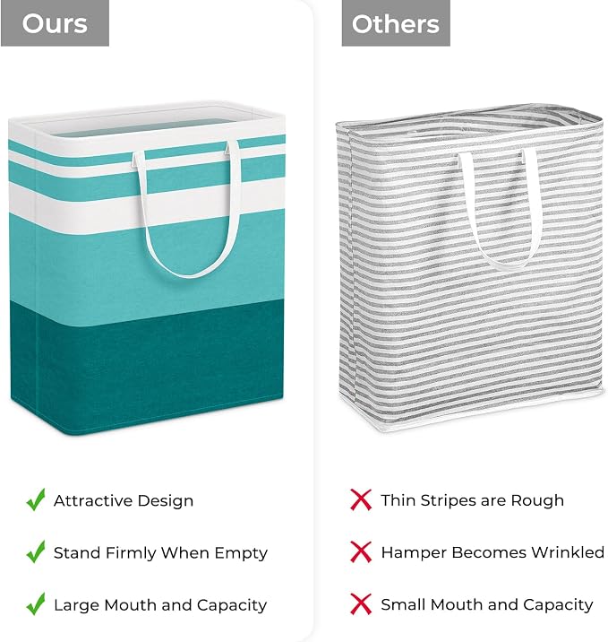 HomeHacks 2 Pack Large Laundry Baskets, Laundry Hampers Bags (Green 100Lx2) | Waterproof, Freestanding, Collapsible Clothes Hamper with Reinforced Handles in Laundry Room, Dorm, Bathroom, Bedroom