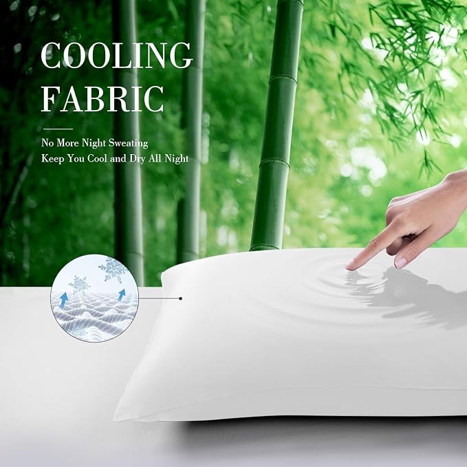 WishSmile Body Cooling Pillowcase Long Pillow Case Breathable Cool Silky Soft Rayon Derived from Bamboo Fabric, Hair and Skin Friendly, White, 1 Pack, 20x54IN