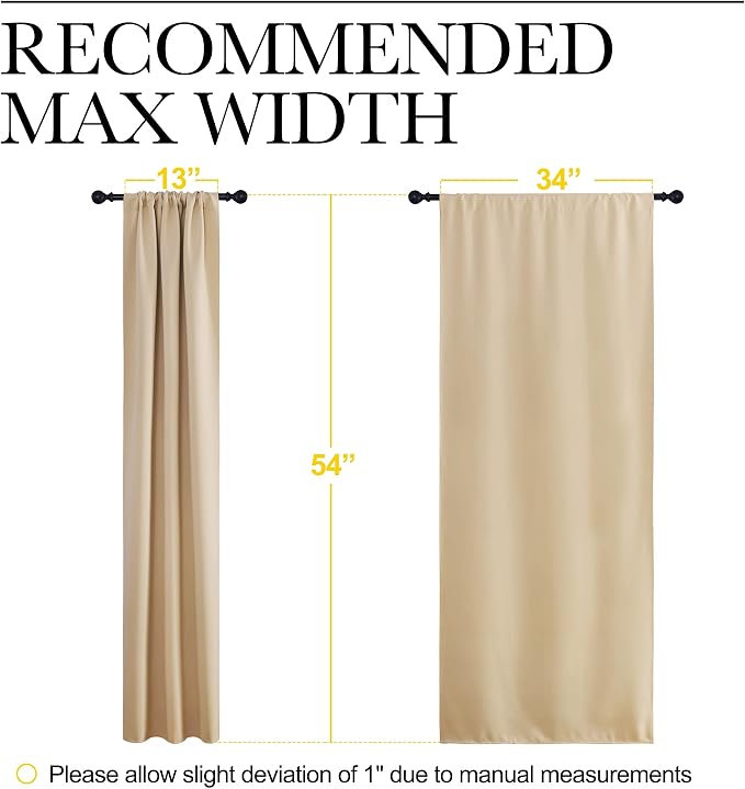NICETOWN Biscotti Beige Blackout Curtains for Window 34" w x 54" L 2 Panels | Home Decoration Light Noise Reducing Thermal Insulated Draperies with Rod Pocket Top, Light Blocking Noise Reducing Decor