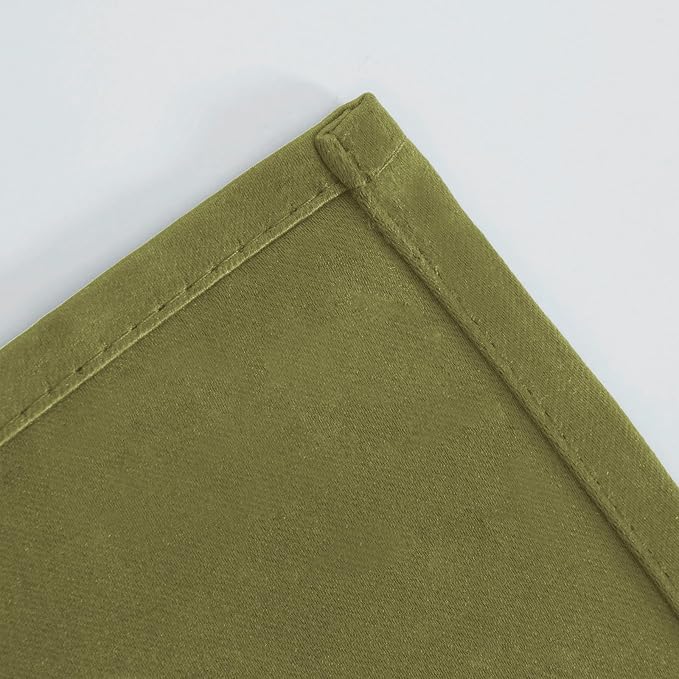 Blackout Curtains 66 x 72 Inch Long Olive Green Curtains Set of 2 Panels Room Darkening Curtains for Bedroom and Living Room