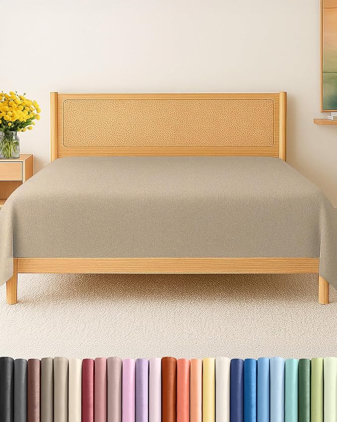 Twin XL Flat Sheet - College Dorm Room - Top Flat Sheet - Heathered Beige | College Dorm Room Essentials, Ultra-Soft, Breathable & Cooling, Fade & Wrinkle Free, Easy-Care, Stain & Shrink Resistant