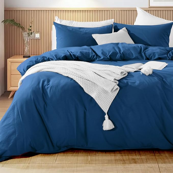NEXHOME PRO Full Duvet Cover Set – 100% Certified Organic Cotton with Washed Feel & Linen-Like Texture, Comfortable & Breathable, Home Bedding Set 80"*90" (No Comforter)