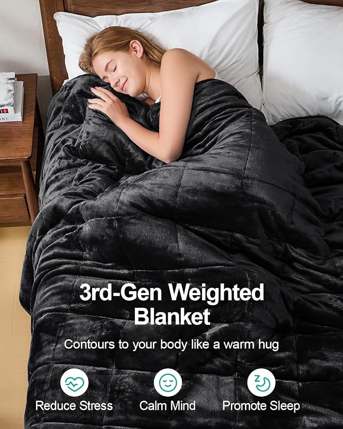 Ultra Soft Sherpa Weighted Blanket for Adults, 80"x87" 15lbs Heavy Blankets | Cozy Comfort for Relaxing Nights, Double-Sided Fluffy Sherpa & Fleece, Double Inner Layers-No Bead Bunching, Even Weight