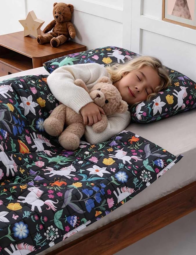 YnM Weighted Blanket (36"x48" 5lbs) Washable Soft Heavy Blanket Throw for All-Season Weighted Blanket,Throw Size Breathable Blanket with Premium Glass Bead(Unicorn)