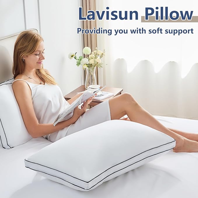 CozyLux Pillows Standard Size Set of 4, Gusseted Bed Pillow, 18 x 26 Inch | White Soft Supportive Down Alternative Pillows for Side, Back & Stomach Sleepers, OEKO-TEX Certified, Hotel Quality, Washable