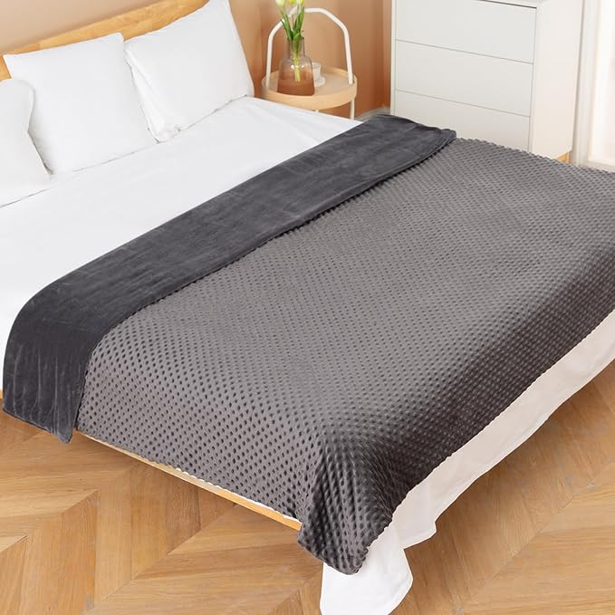 yescool Weighted Blanket with Cover (10 lbs, 41" x 60", Charcoal Gray) Heavy Blanket for Sleeping Perfect for 60-90 lbs, Breathable Blanket with Premium Glass Bead, Machine Washable