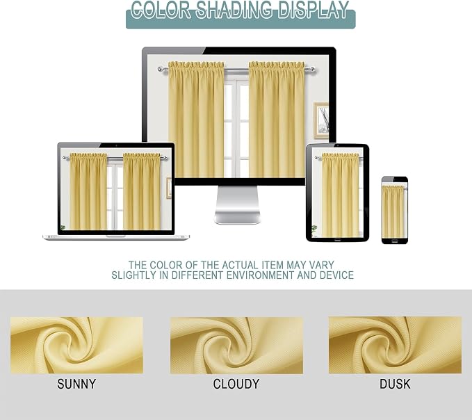 DWCN Blackout Curtains for Bedroom Living Room 42 x 63 Inch Long 2 Panels | Room Darkening, Thermal Insulated, Light Blocking, Rod Pocket Drapes, Noise Reducing Window Treatments, Light Yellow