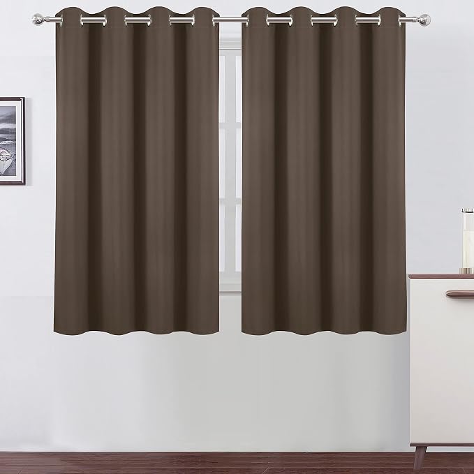 Blackout Curtains 52 x 45 inch/Chocolate Brown Curtains Set of 2 Panels/Thermal Insulated Room Darkening Bedroom Curtains