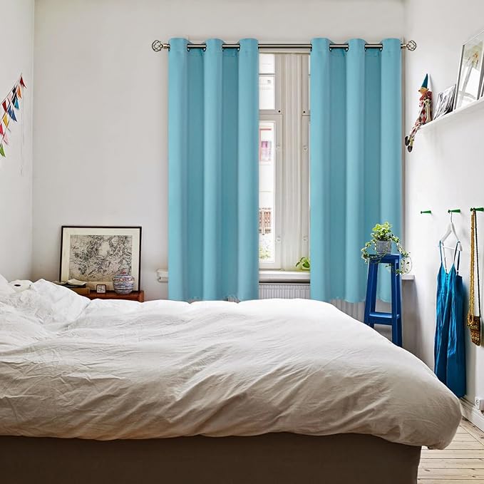 BGment Aqua Blue Room Darkening Curtains 63 Inch for Bedroom - 2 Panels | Grommet Top, Light-Blocking, Sunblock, Thermal Insulated, Window Drapes for Kids Boys Room, 38x63 Inch
