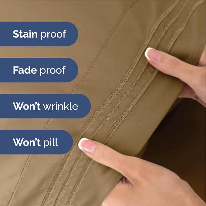 King Size 4 Piece Sheet Set - Ultra Soft & Cooling Bed Sheets - Caramel | Fits 8 Inch to 16 inch Mattress, Wrinkle Free & Fade Resistant with Deep Pockets, Breathable, Comfy Hotel Luxury Bedding