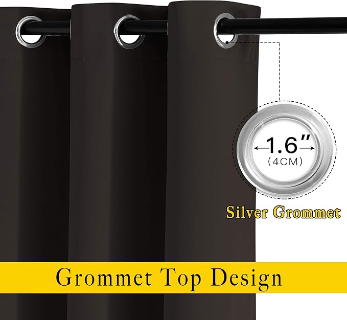 NICETOWN Blackout Curtains Panels for Window - Triple Weave Energy Saving Thermal Insulated Solid Grommet Blackout Drapes for Kitchen (1 Pair, 52 inches by 63 Inch, Toffee Brown)