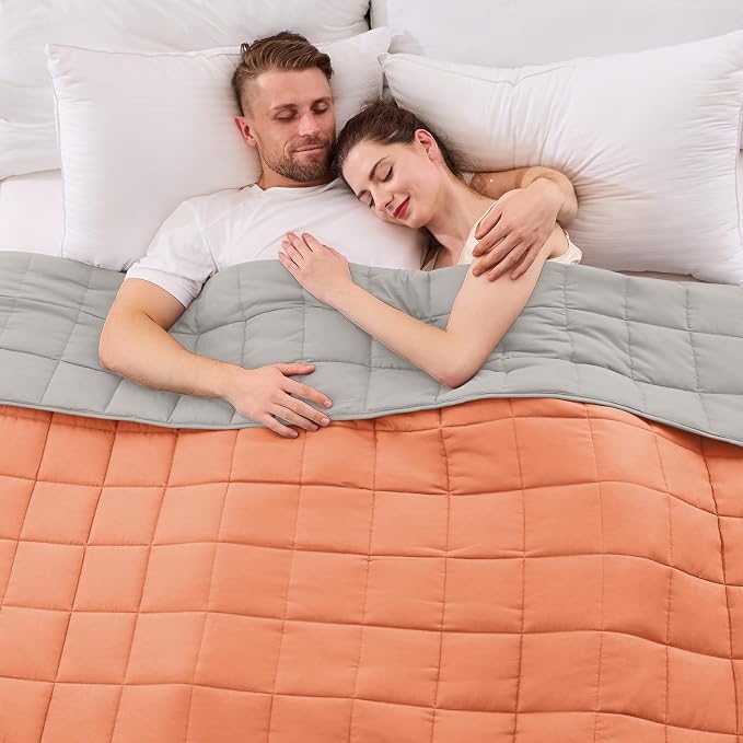 yescool Weighted Blanket for Adults (30 lbs, 88” x 104”, Orange) Cooling Heavy Blanket for Sleeping Perfect for 290-310 lbs, King Size Breathable Blanket with Premium Glass Bead