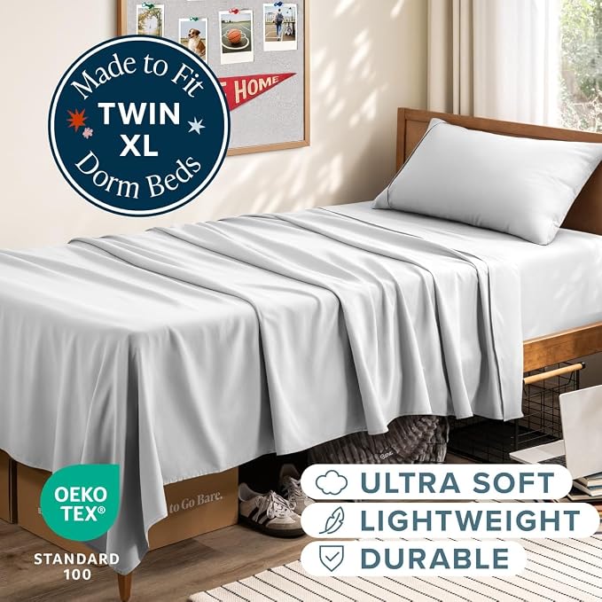 Bare Home Twin XL Sheet Set - 1800 Ultra-Soft (Twin XL, Cloud Grey) | Deep Pockets 6 to 15 Inches, Breathable, Hypoallergenic, Hotel Luxury, Easy Fit, Soft, All-Season