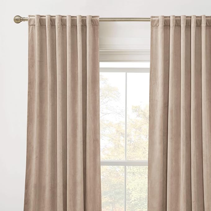 RYB HOME Blush Velvet Curtains 96 inches for Bedroom Living Room Farmhouse | Thermal Insulated,Privacy UV Block,OEKO-TEX Certified,Luxury Window Decor for Dining Room Sliding Door,W52 x L96,2 Panels