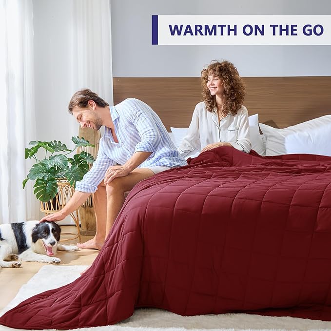 King Size Weighted Blanket for Adults (25 lbs, 80” x 87”, Red Grey) Cooling Heavy Blanket for Sleeping Perfect for 240-260 lbs, Breathable Blanket for Adults & Couple All Season, Machine Washable