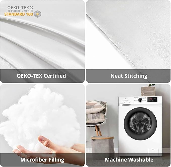 Body Pillow with Satin Pillowcase, Body Pillow for Adults | 20"x54", Removable Cover, OEKO-TEX Certified Down Alternative Filling,Washing Machine