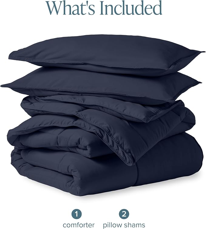 Bare Home Comforter Set - 1800 Ultra Soft (Oversized Queen, Midnight Blue) | All-Season, Breathable, Hypoallergenic, Premium 1800, Warm, Cozy