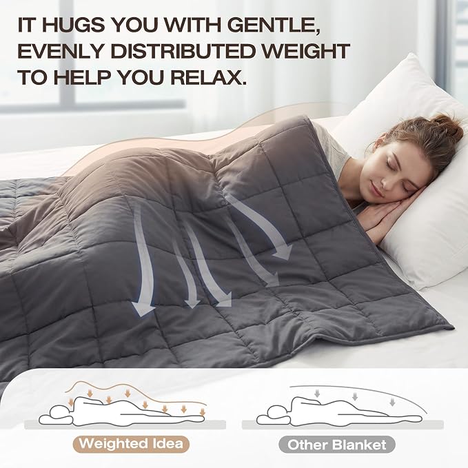 RJOP Cooling Weighted Blanket for Adults (25lbs, 78"x85") Heavy Blanket with Premium Glass, Queen Size Perfect for 190-210 lbs, Soft Breathable, Dark Grey