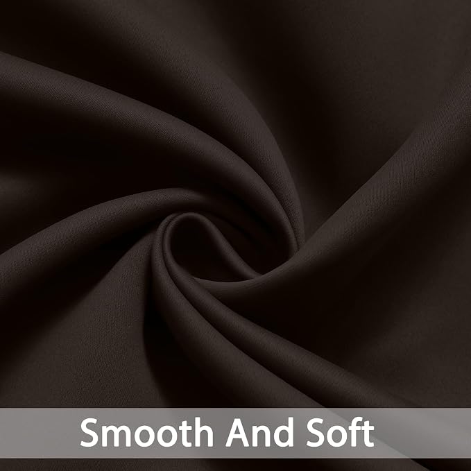 Yakamok Room Darkening Curtains 52x96 inch Length Dark Brown-Living Room | 2 panels,grommet blackout window treatment,thermal insulated,light blocking drapes,privacy protection,bedroom dining room