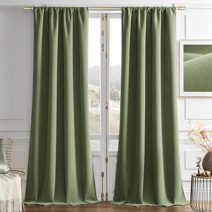 Joydeco Velvet Blackout Curtains Black Out Curtain 90 Inch Drapes | for Bedroom Living Room, Heat and Light Blocking, Thermal Insulated Luxury Heavy Duty Curtain 2 Panels Back Tab&Rod Pocket