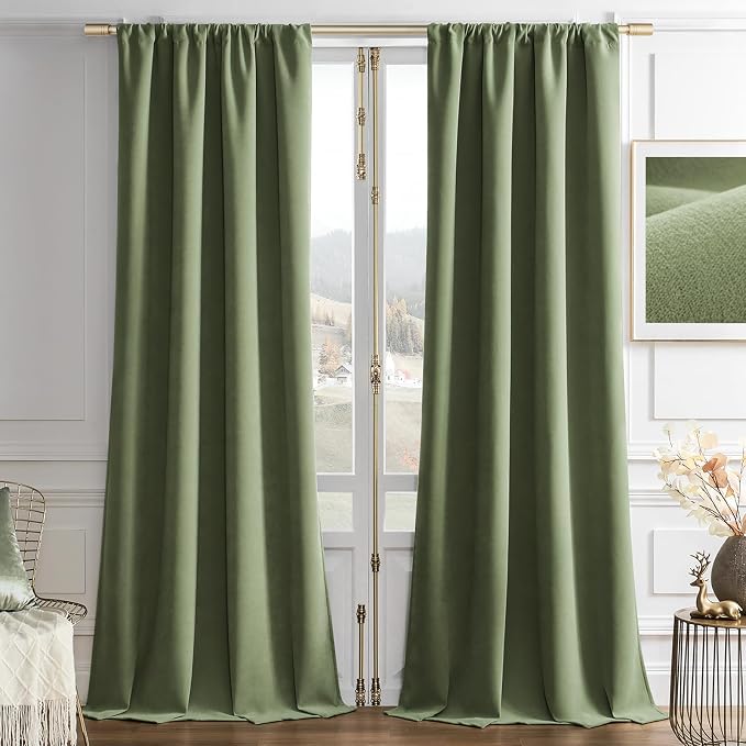 Joydeco Velvet Blackout Curtains Black Out Curtain 72 Inch Drapes | for Bedroom Living Room, Heat and Light Blocking, Thermal Insulated Luxury Heavy Duty Curtain 2 Panels Back Tab&Rod Pocket