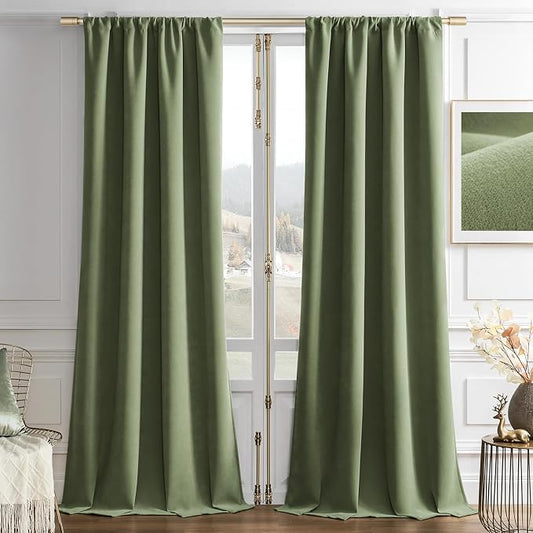 Joydeco Velvet Blackout Curtains Black Out Curtain 72 Inch Drapes | for Bedroom Living Room, Heat and Light Blocking, Thermal Insulated Luxury Heavy Duty Curtain 2 Panels Back Tab&Rod Pocket