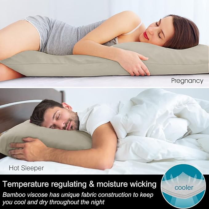 BEDELITE Body Pillow Pillowcase, Rayon from Bamboo, Linen, 20"x54" | Cooling and Breathable Body Pillow Cover for Hot Sleepers & Night Sweats, Silky Soft Full Long Pillow Case, Envelope Closure