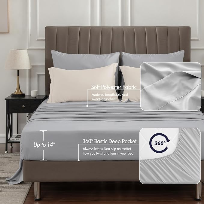 BEDELITE Twin Comforter Set 5 Pieces, Reversible Beige Bed in A Bag | Soft All Season Down-Alternative Comforter, Sheets, Pillowcases & Shams, OEKO-TEX Certified Bedding for Bedrrom, Guest Room