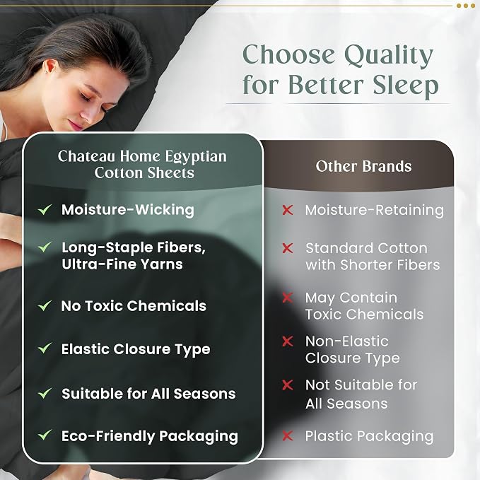 100% Cotton King Size Sheets Set, 4 Piece Sheet & Pillowcase Sets -Charcoal | 800 Thread Count, Sateen Weave, Hotel Luxury King Sheet Set, 15" Deep Pocket, Buttery Soft, Cool & Breathable Cotton Sheets