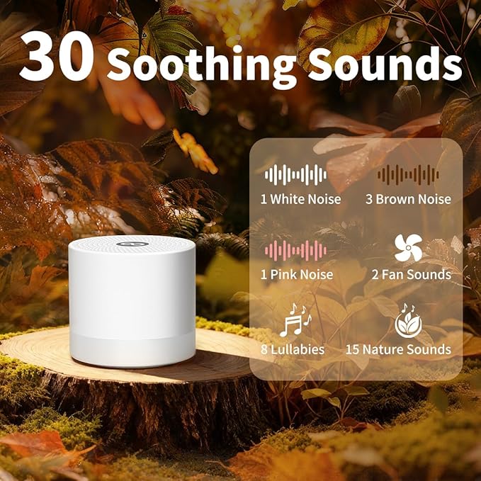 Sound Machine Mini White Noise Machine with 30 Soothing Sounds 4 Timers Memory Function for Newborn Baby Kids Adults Portable Rechargeable Sleep Brown Noise Machine for Travel Camping Home Office