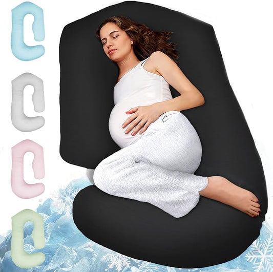Pregnancy Pillows for Sleeping – 57-Inch Maternity Pillow for Pregnant Women with Removable Washable Cover – Support for Back, Belly, Neck, Legs, & Hips – V C U Shaped Full Body Pillow