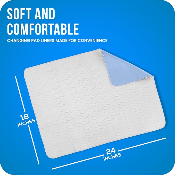 4 Pack Washable Pee Pads for Dogs 18" x 24", Waterproof Dog Training Pads | Reusable Dog Training Pads for Sofa, Incontinence Bed Pads for Adults, Elderly and Kids (White,Blue) by Utopia Bedding